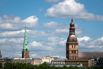 Fototapeta premium view of the old city and Evangelical Lutheran Riga Dome Cathedral. Riga, Latvia.