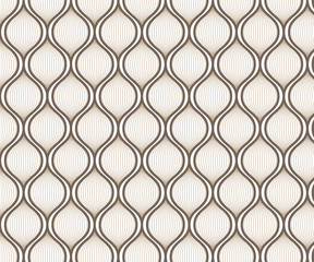 Naklejka premium Linear vector pattern, repeating petals, brown line 