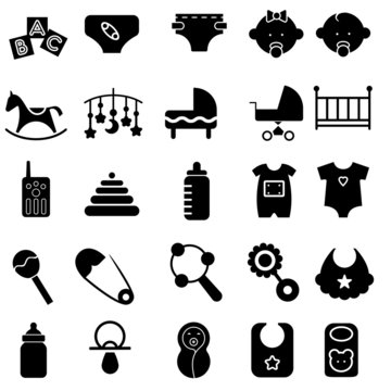 Baby vector icons set. toys illustration sign collection. birth symbol.