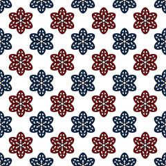 seamless red and blue mandala style floral pattern. beautiful baroque / damask floral design. vector illustration.