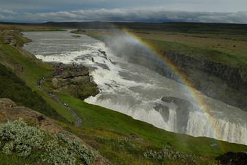 waterfall in iceland with rainbow