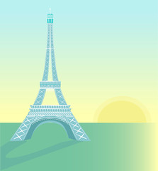 Eiffel tower in vintage style. Paris, france. City skyline silhouette illustration. Capital architecture illustration.