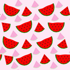 Watermelon pattern vector. Cute vector pattern with watermelon slice 