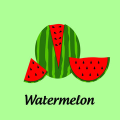 Watermelon pattern vector. Cute vector pattern with watermelon slice 