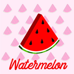 Watermelon pattern vector. Cute vector pattern with watermelon slice 