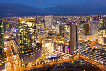 Naklejka na ściany i meble skyline cityscape of Osaka in Japan