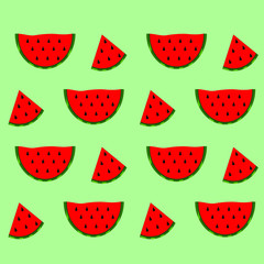 Watermelon pattern vector. Cute vector pattern with watermelon slice 