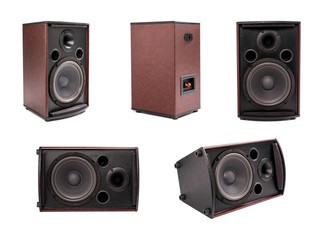 Collection of audio loudspeakers box isolated on white background. © Pituk