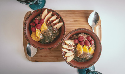 Bowl of breakfast  white background