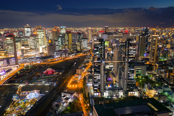 Naklejka premium skyline cityscape of Osaka in Japan