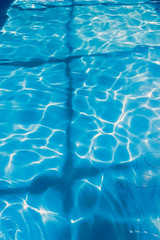 blue and clear water in the pool