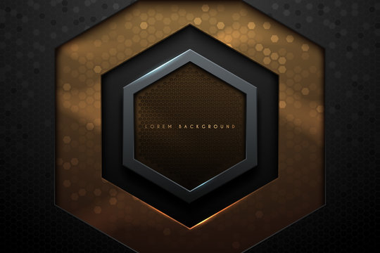 Abstract Black And Gold Hexagon Pattern Background
