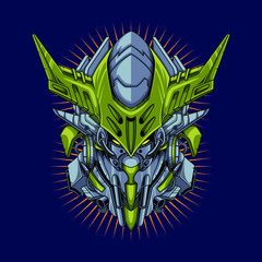 
Vector illustration, Mecha head with sacred geometry pattern