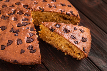 Tasty biscuit cake with chocolate crumbs