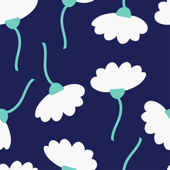 White flowers seamless repeat vector pattern for wrapping paper,textile,fabrics,wallpaper.