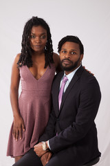 Thoughtful romantic Black couple standing together