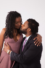 Romantic Black couple kissing