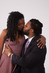 Romantic Black couple kissing