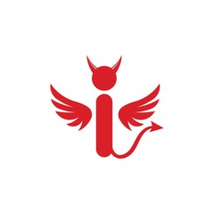icon logo i letter devil concept vector illustration