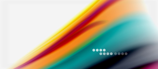Wave lines abstract background, smooth silk design with rainbow style colors. Liquid fluid color waves. Vector Illustration