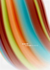 Wave lines abstract background, smooth silk design with rainbow style colors. Liquid fluid color waves. Vector Illustration