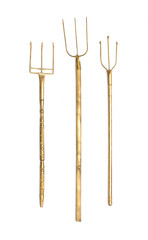 golden trident isolated on white background