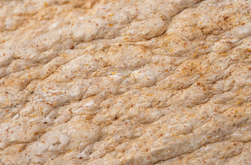 Extruded rye bread macro texture background