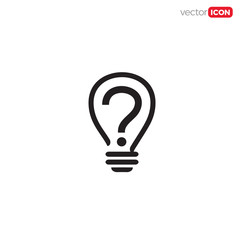 light bulb with question mark icon/symbol/Logo Design. Vector Template Illustration.