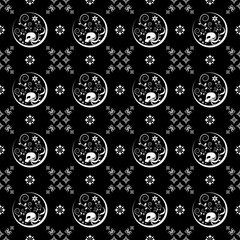 Seamless pattern created by several objects set to background