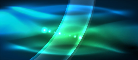 Abstract background. Shiny design neon waves with light effects, techno trendy design. Vector Illustration For Wallpaper, Banner, Background, Card, Book Illustration, landing page