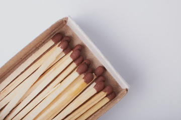 Top view of open matchbox empty box isolated on white background