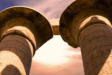 Ancient ruins of the Karnak Temple in Luxor (Thebes), Egypt. The largest temple complex of...