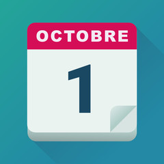 Calendrier 1 octobre (flat design)