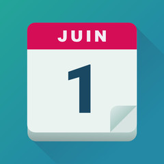 Calendrier 1 juin (flat design)