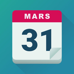 Calendrier 31 mars (flat design) © Onidji