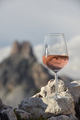 glass of wine in the mountain