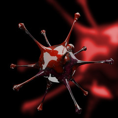 Coronavirus disease COVID-19 outbreak. Microscopic view of a infectious virus. SARS-CoV-2 virus cell. 3D Rendering,3D Illustration 