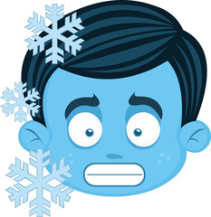 Vector illustration of a frozen cartoon boy's face