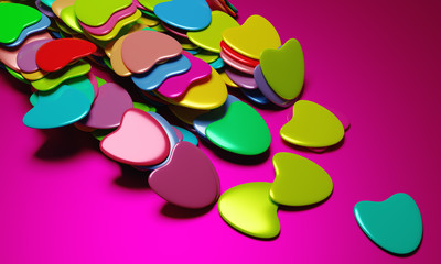 Beautiful background with hearts, Happy Valentine's Day! 3d illustration, 3d rendering.
