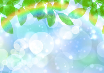 虹　木漏れ日　初夏　背景イラスト