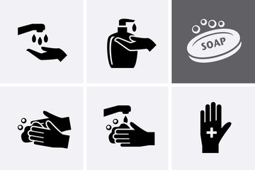 Handwash Icon set, personal cleanliness. - 335293346