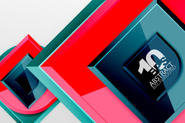 Glossy glass squares with round elements geometric composition. Abstract geometric background with 3d effect composition For Wallpaper, Banner, Background, Card, Book Illustration, landing page