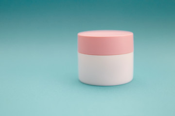 Face cream pot. Realistic packaging mockup template. Isolated. Soft focus.