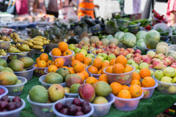 Fresh Fruits for Sale: Oranges, Apples, Plums, Pears and Bananas