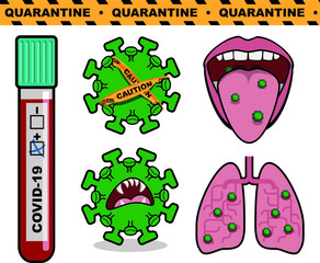 Collection set of illustrated elements to educate children about the coronavirus covi-19 in an infographic style