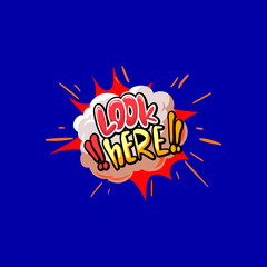 Look here. Blogging concept. Template design comics boom style. Pop art vector illustration. 