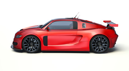 Obraz na płótnie Canvas 3D rendering of a brand-less generic concept car in studio environment