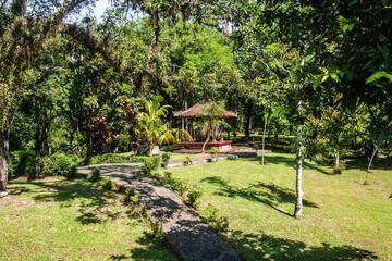 The artificial landscape and pavilion in the park of Taman Ayun Temple, Bali, Indonesia