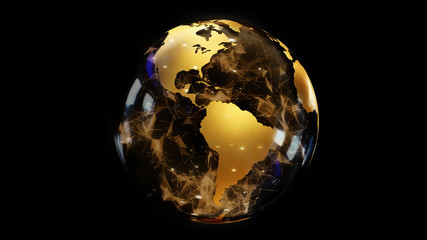 3D rendering of an abstract stylized planet globe. Creative and technological design of planet Earth