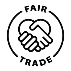 fair trade black outline icon - obrazy, fototapety, plakaty